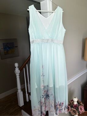 Women’s light teal guest wedding dress